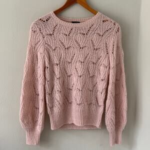 Halogen Pink Pointelle Sweater size XS Mohair/Wool Blend